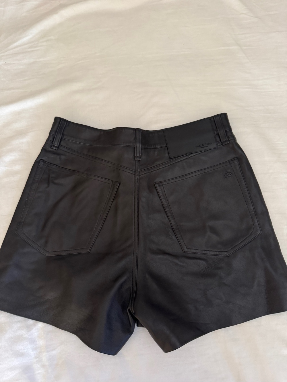 Rag and bone lamb leather Black Leather Women's Shorts